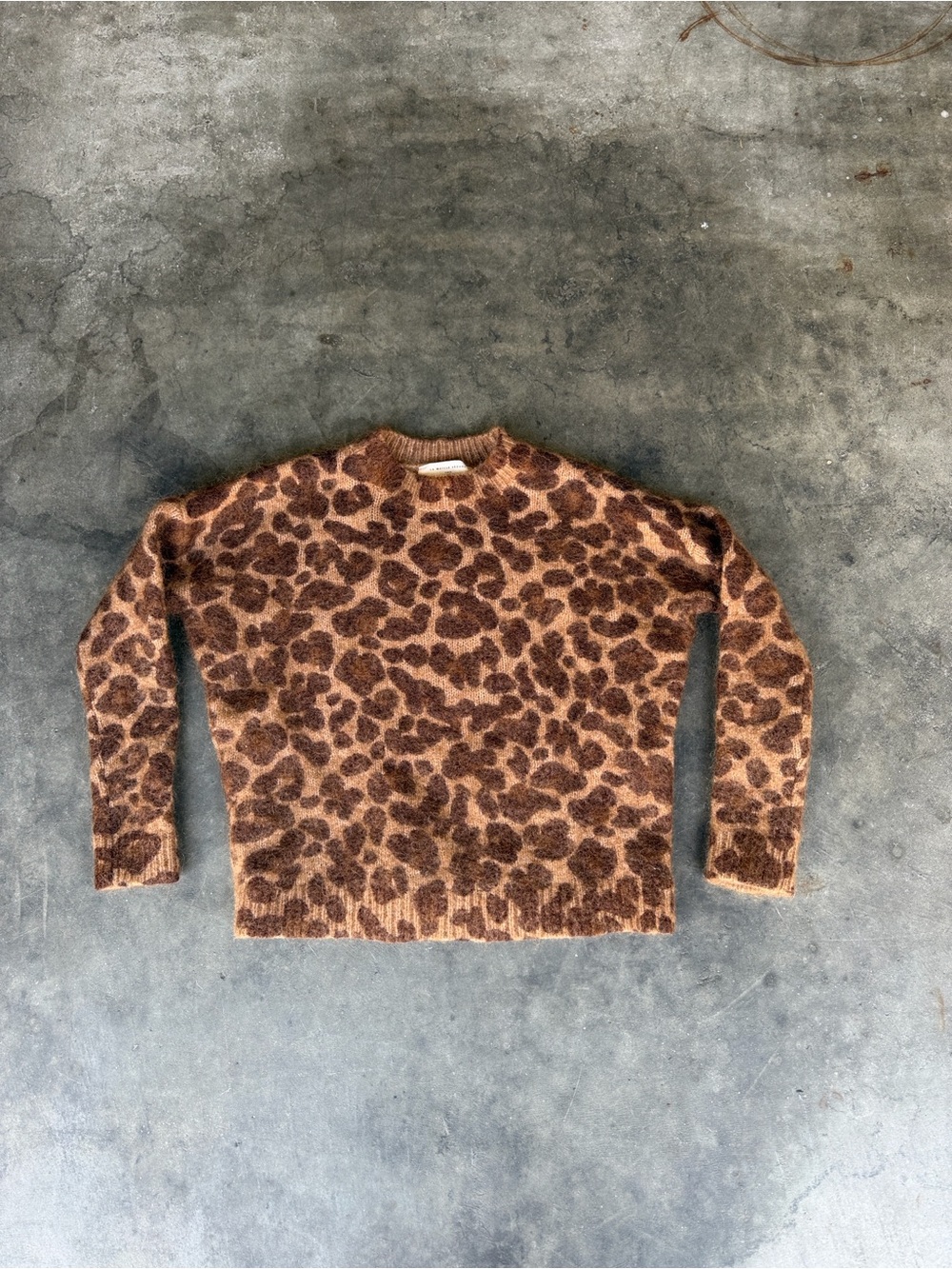 La Maille Sezane Paris Leopard Mohair Knit Long Sleeve Sweater Girls 2XS